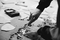 Bespoke embroidery cut by hand in our Wales Atelier