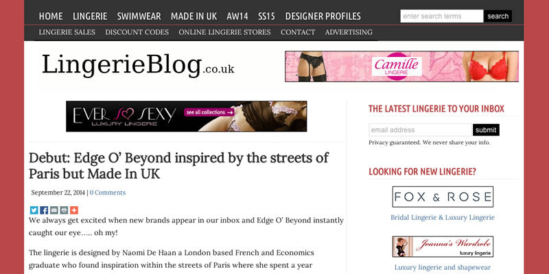 Debut: Edge O’ Beyond inspired by the streets of Paris but Made In UK