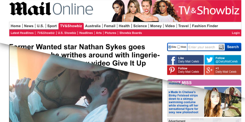 Former Wanted star Nathan Sykes goes shirtless as he writhes around with lingerie-clad model in sexy new video Give It Up