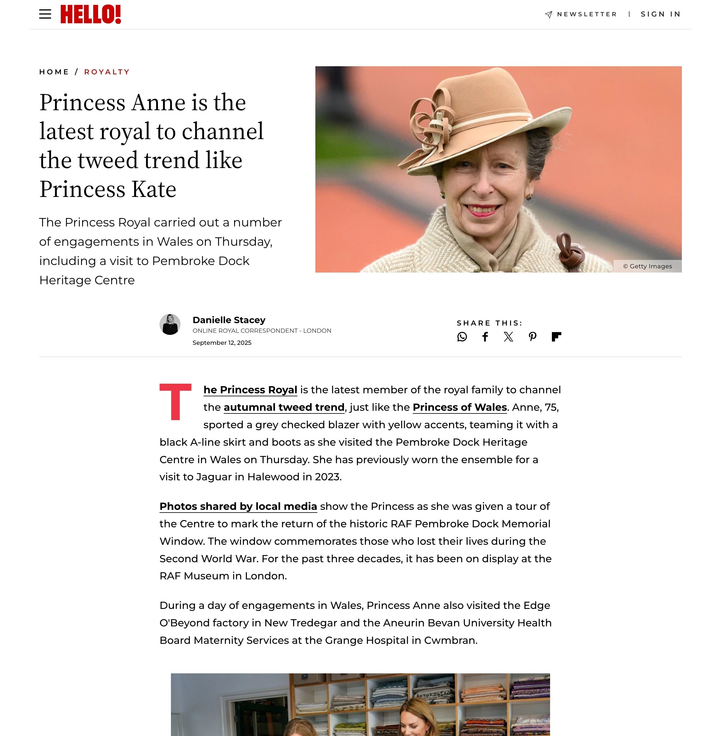 ... The Princess Royal carried out a number of engagements in Wales on Thursday