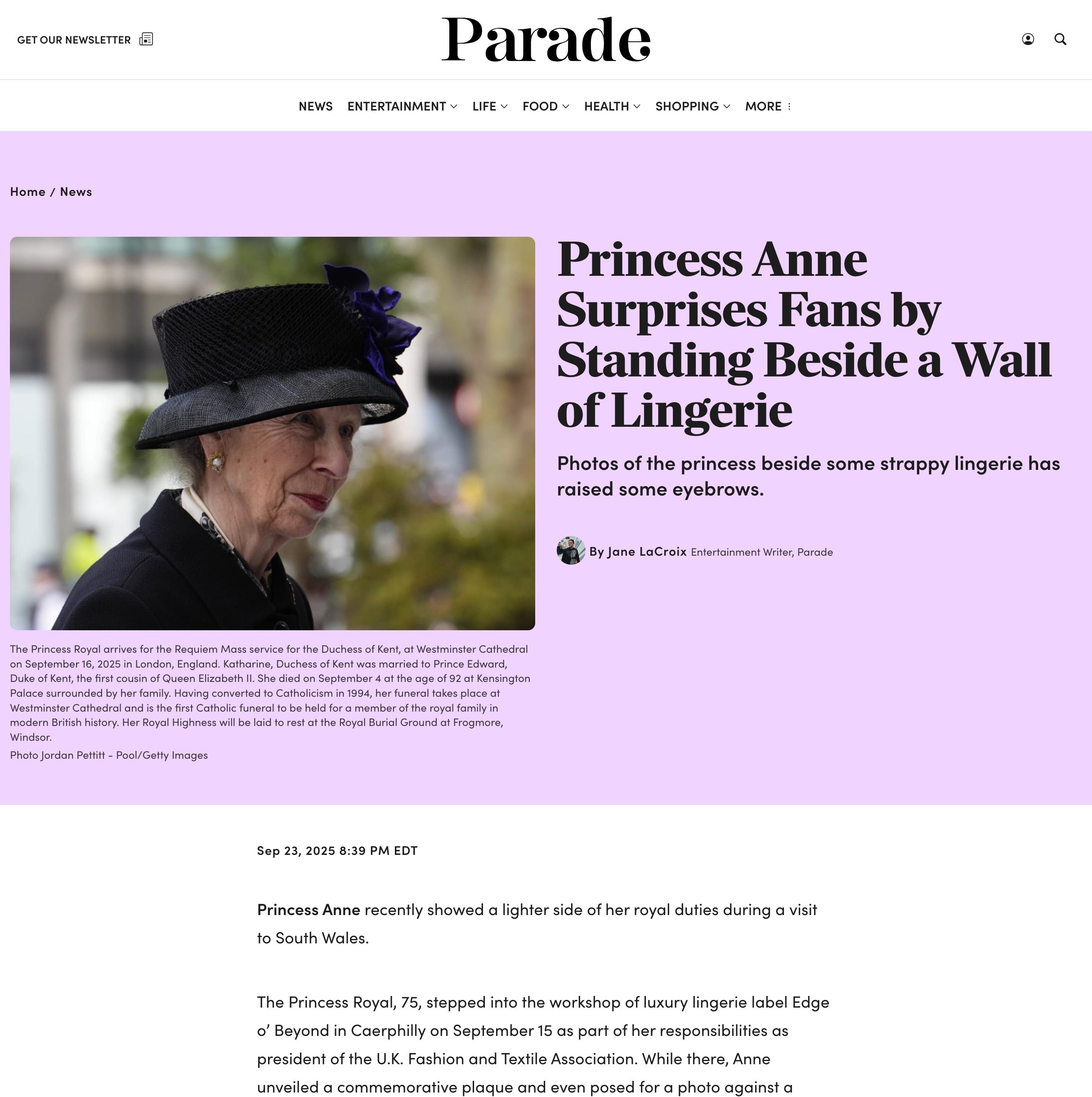 Princess Anne Surprises Fans by Standing Beside a Wall of Lingerie