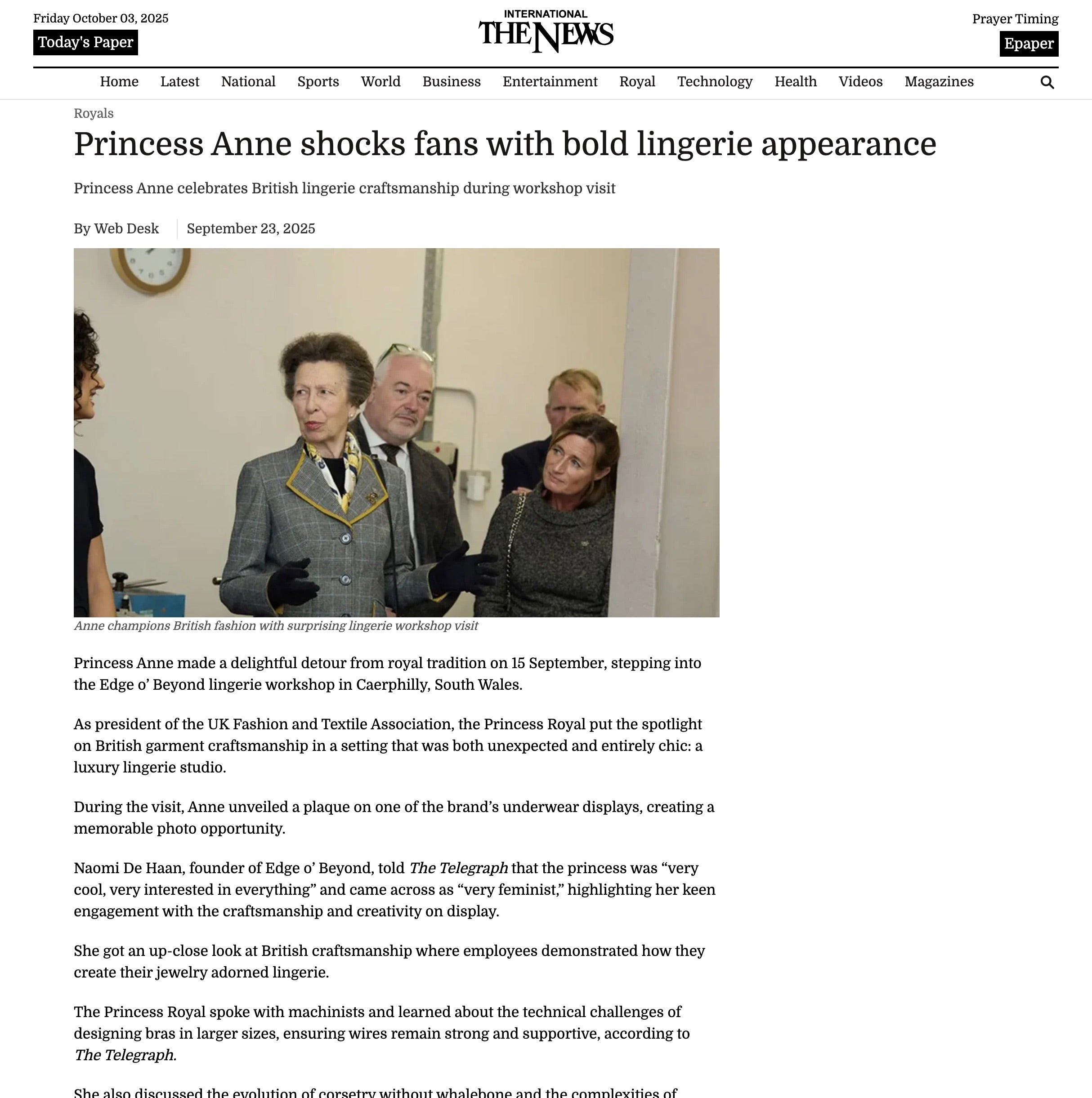 Princess Anne shocks fans with bold lingerie appearance