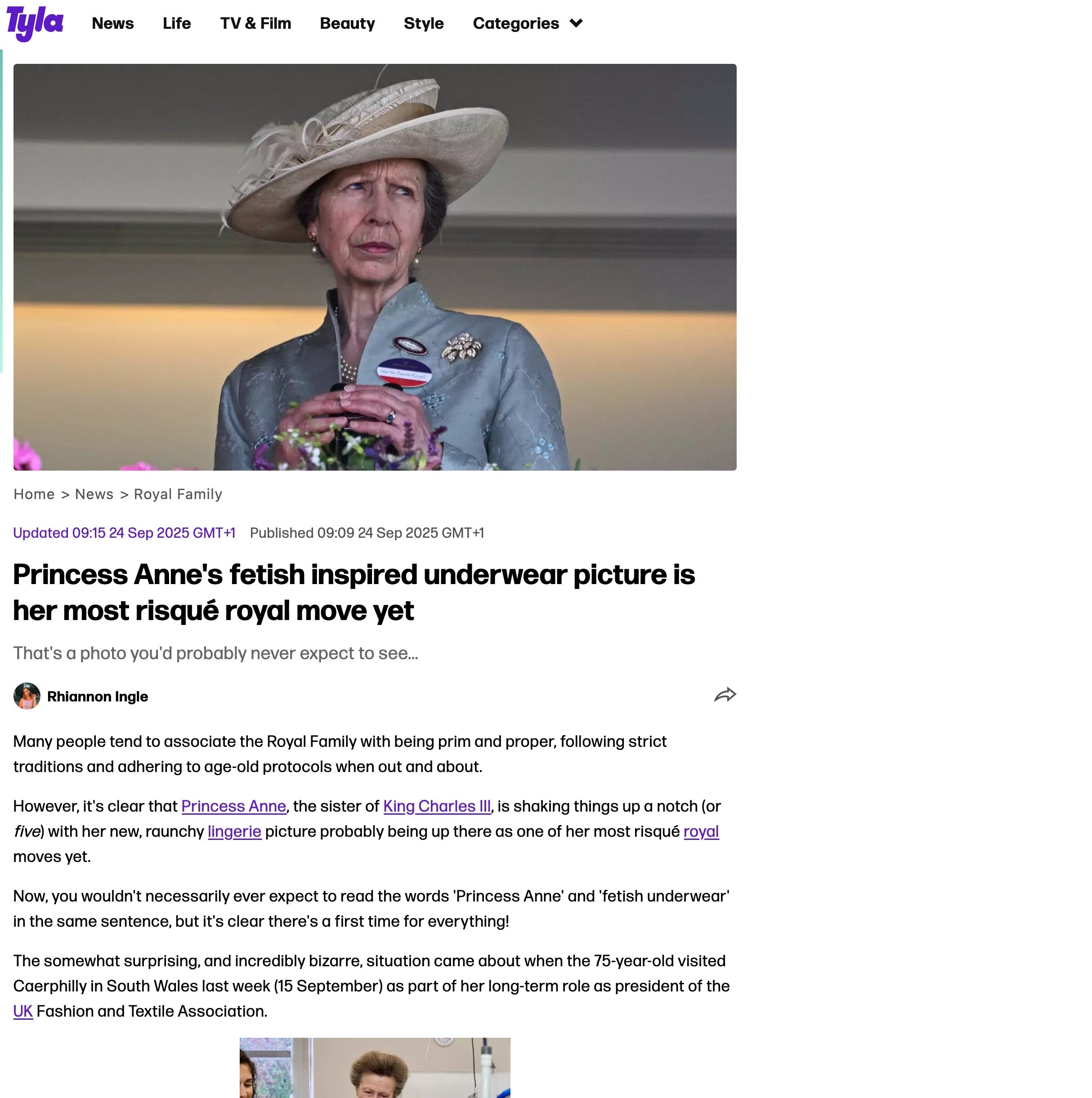 Princess Anne's fetish inspired underwear picture is her most risqué royal move yet