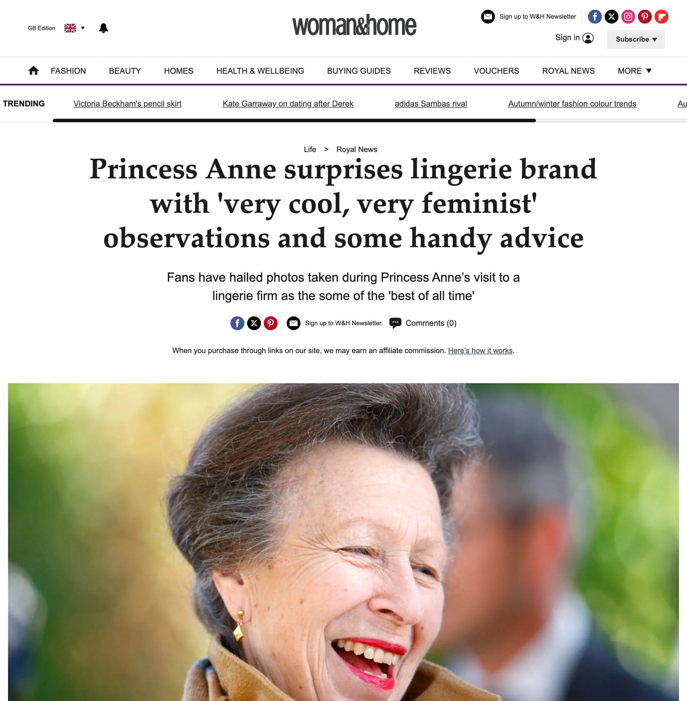 Princess Anne surprises lingerie brand with 'very cool, very feminist' observations and some handy advice