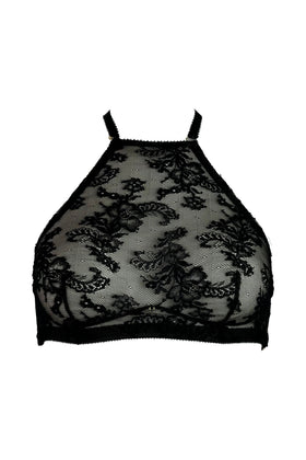 Noir Lace High Neck Bralette