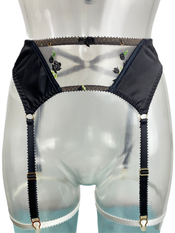 Charlotte Noir Silk Suspender SS9028