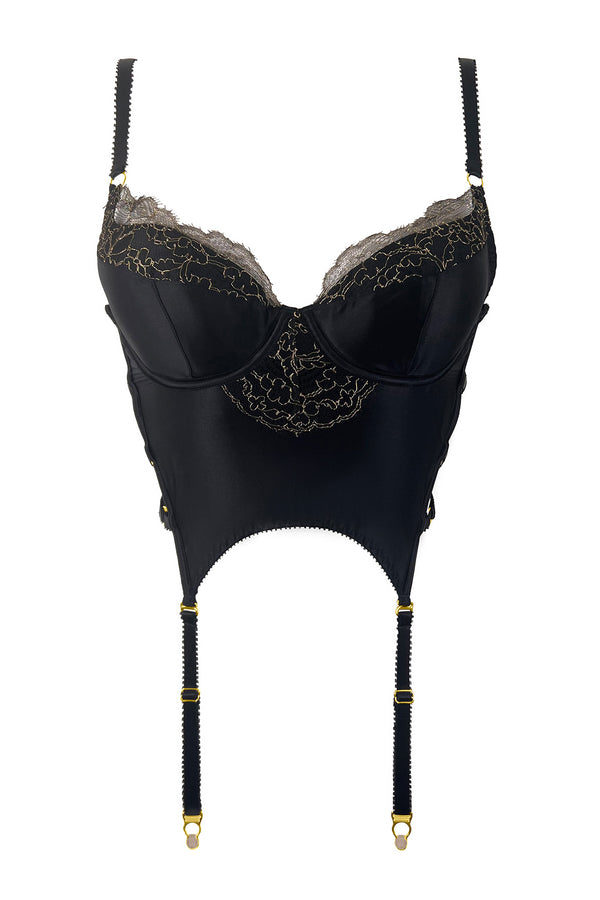Becca Basque | Luxury Black Silk + Gold Lace Lingerie UK | Designer ...
