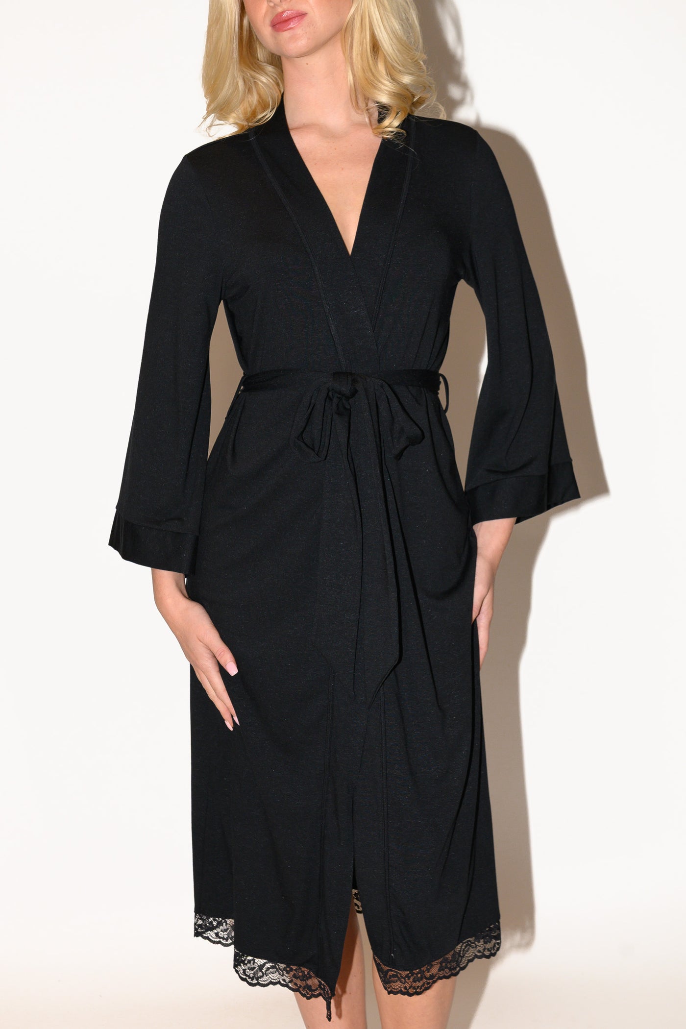 Casey Long Robe | Luxury Black Robe in Silk Modal | Designer Lingerie ...