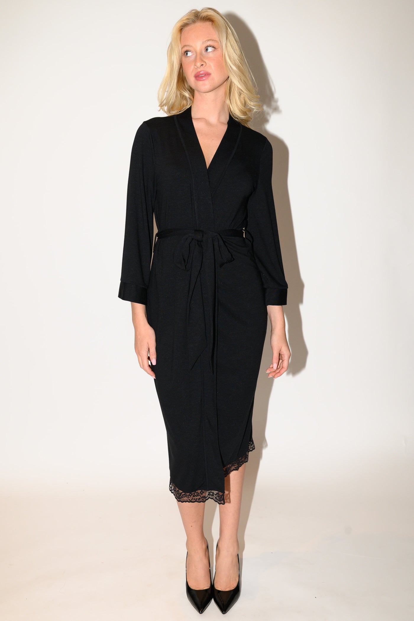 Casey Long Robe | Luxury Black Robe in Silk Modal | Designer Lingerie ...