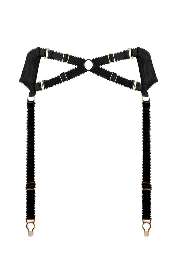 Charlotte Silk Noir Suspender SS0203007