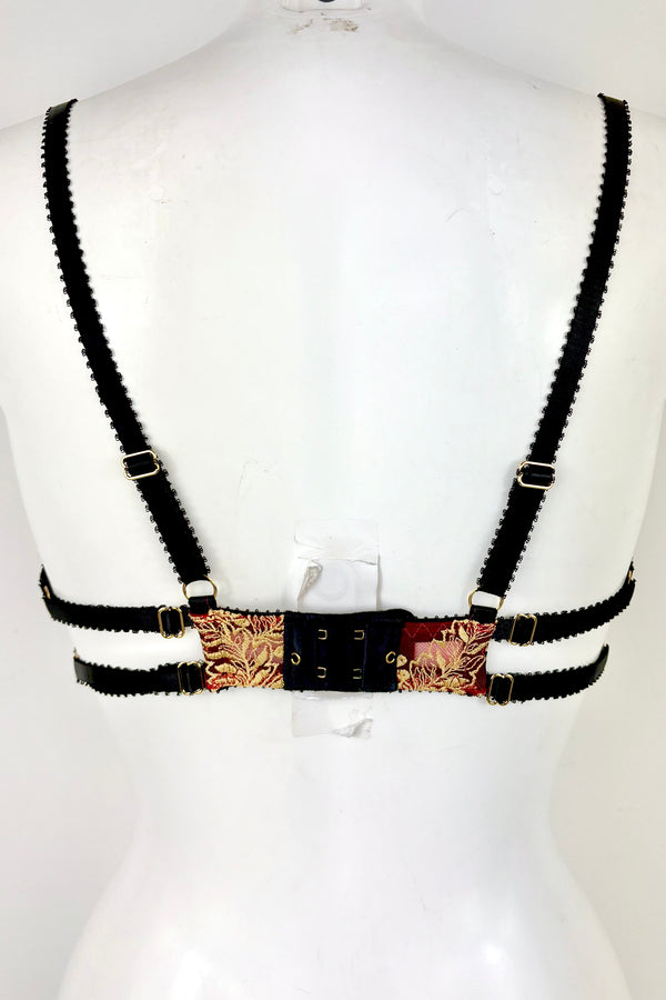 Red + Gold Embroidered Bra SS072053