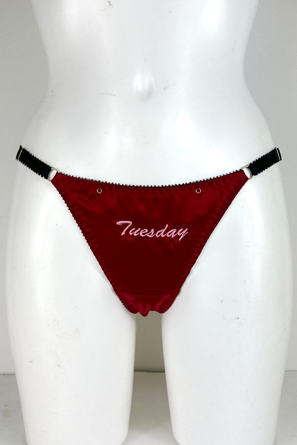 Rouge Silk Embroidered Thong SS0901153