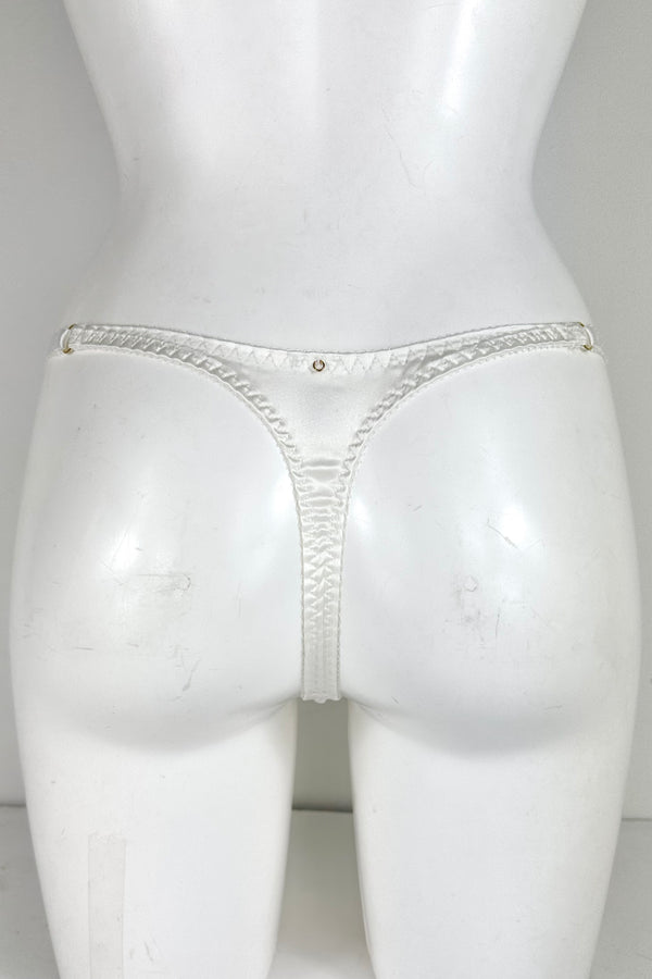 Ivory Silk Embroidered Thong SS0901155