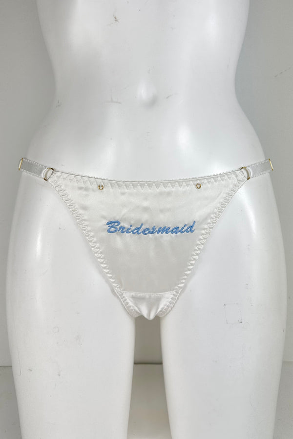 Ivory Silk Embroidered Thong SS0901155