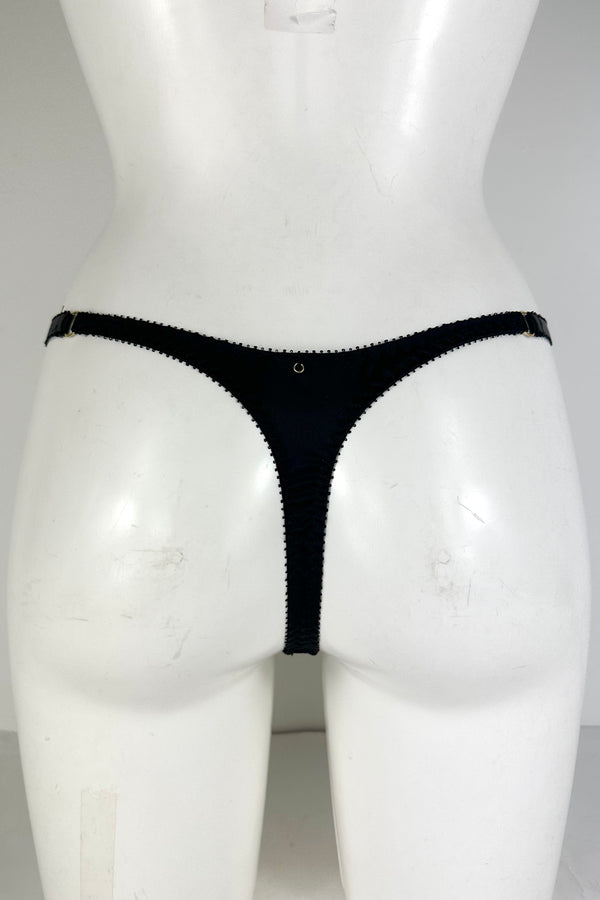 Noir Silk Embroidered Thong SS0902002