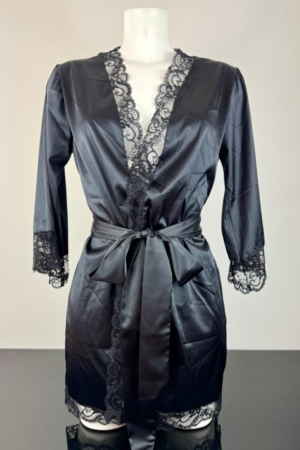 Black Satin Robe SS2802132