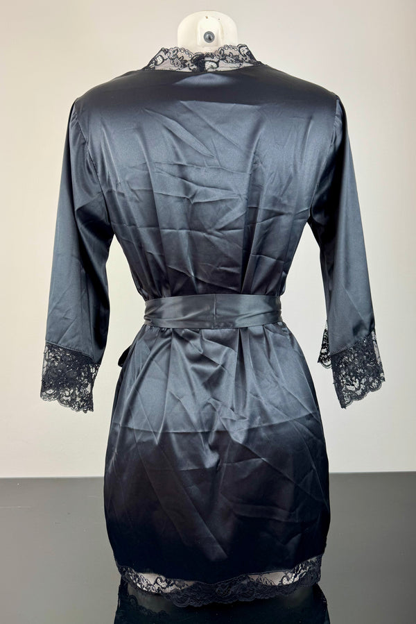 Black Satin Robe SS2802132