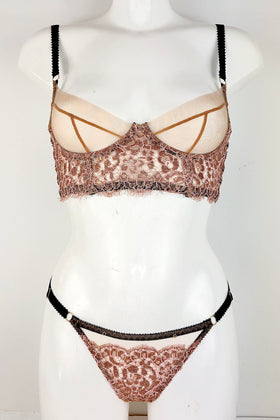 Gold + Pink French Leavers Lace Set SS2802015