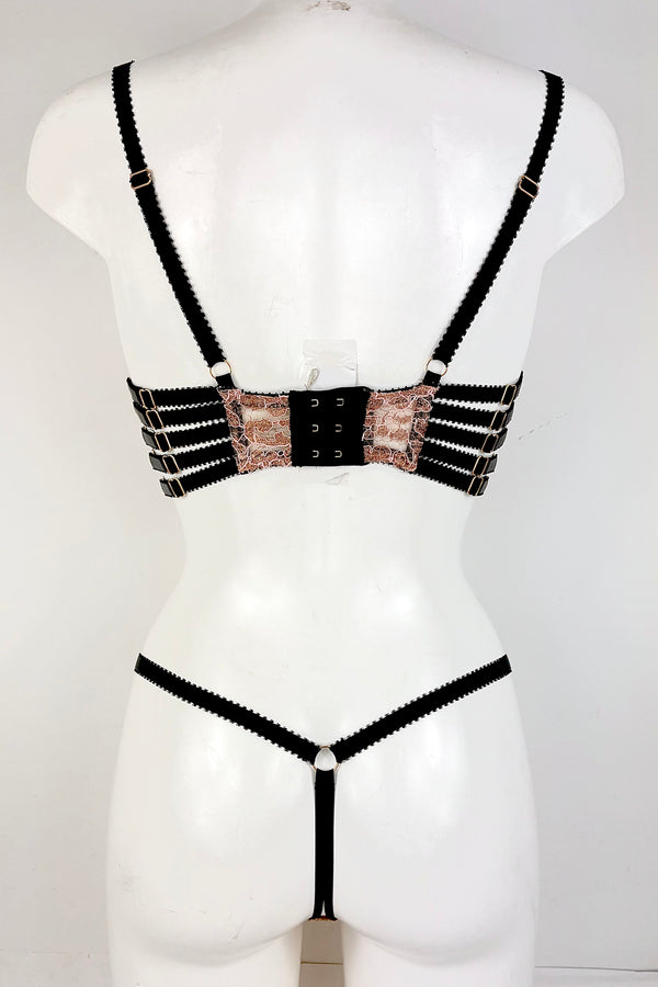 Gold + Pink French Leavers Lace Set SS2802015