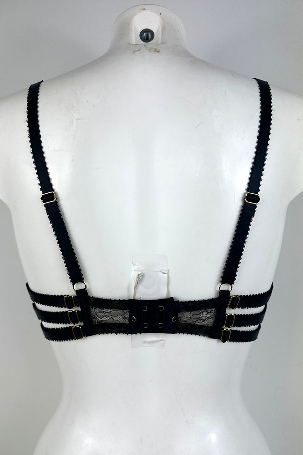 Noir Spiral Stitched Leather Bra SS0902052