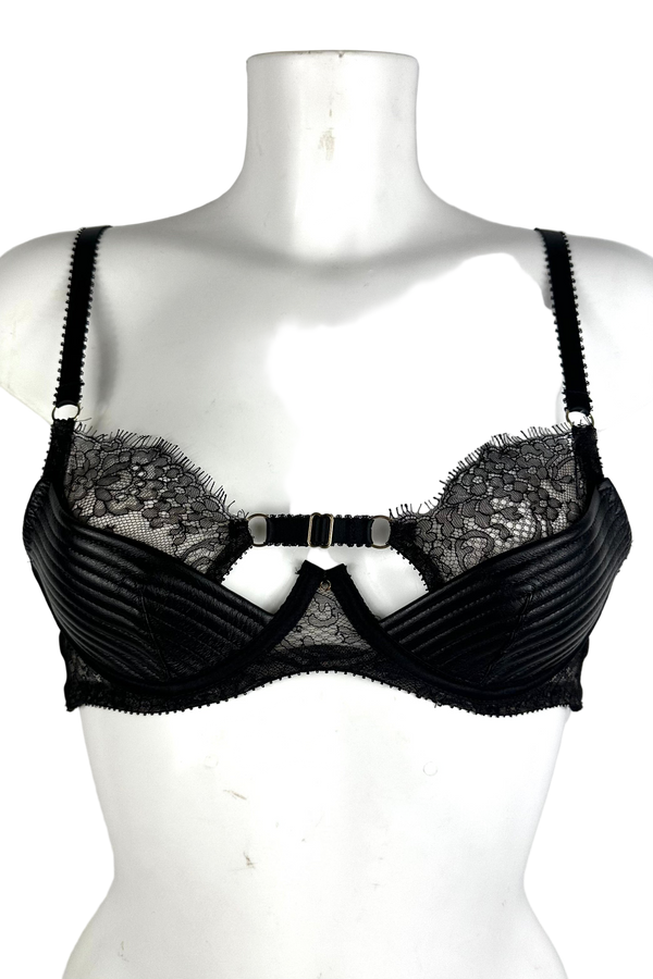 Noir Spiral Stitched Leather Bra SS0902052