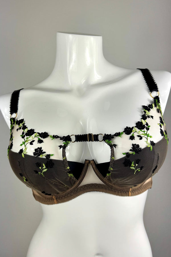 Charlotte Noir Silk Peep Bra SS2802090