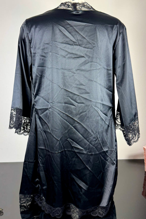 Black Satin Robe SS2802132