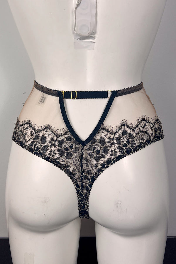 Black + White Lace High Waist Thong SS2802008