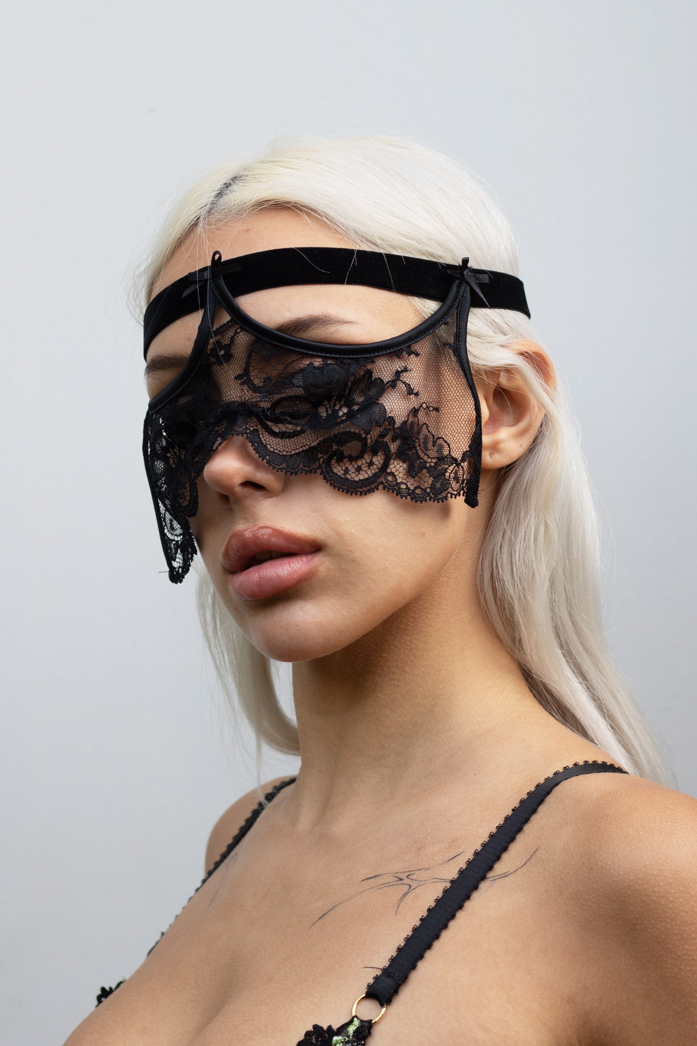 Noir Lace Eye Mask | Luxury Lingerie Boudoir + Bondage Accessories | Designer Underwear + Gifts by Edge o' Beyond, UK Noir Lace Eye Mask | Luxury Lingerie Boudoir + Bondage Accessories | Designer Underwear + Gifts by Edge o' Beyond, UK