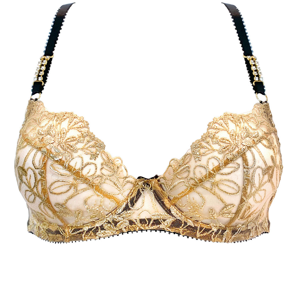 Carol Bra | Embroidered Luxury Lingerie in Gold | Designer Underwear ...
