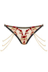Charlotte Brief Red Rose Lingerie Embroidery Set with 18k Gold Plated Chain Body Jewellery Joshua