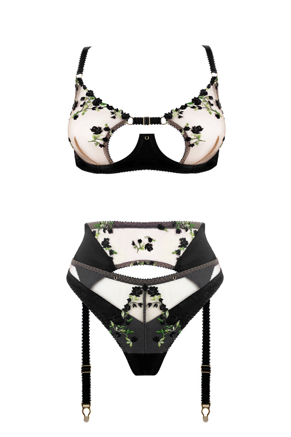 Charlotte Silk Noir Thong