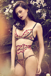 Charlotte Brief Red Rose Lingerie Embroidery Set Back Peek a Boo Cut Out
