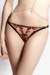 Charlotte Brief Red Rose Lingerie Embroidery Set with Michael 18k Gold Plated Chain