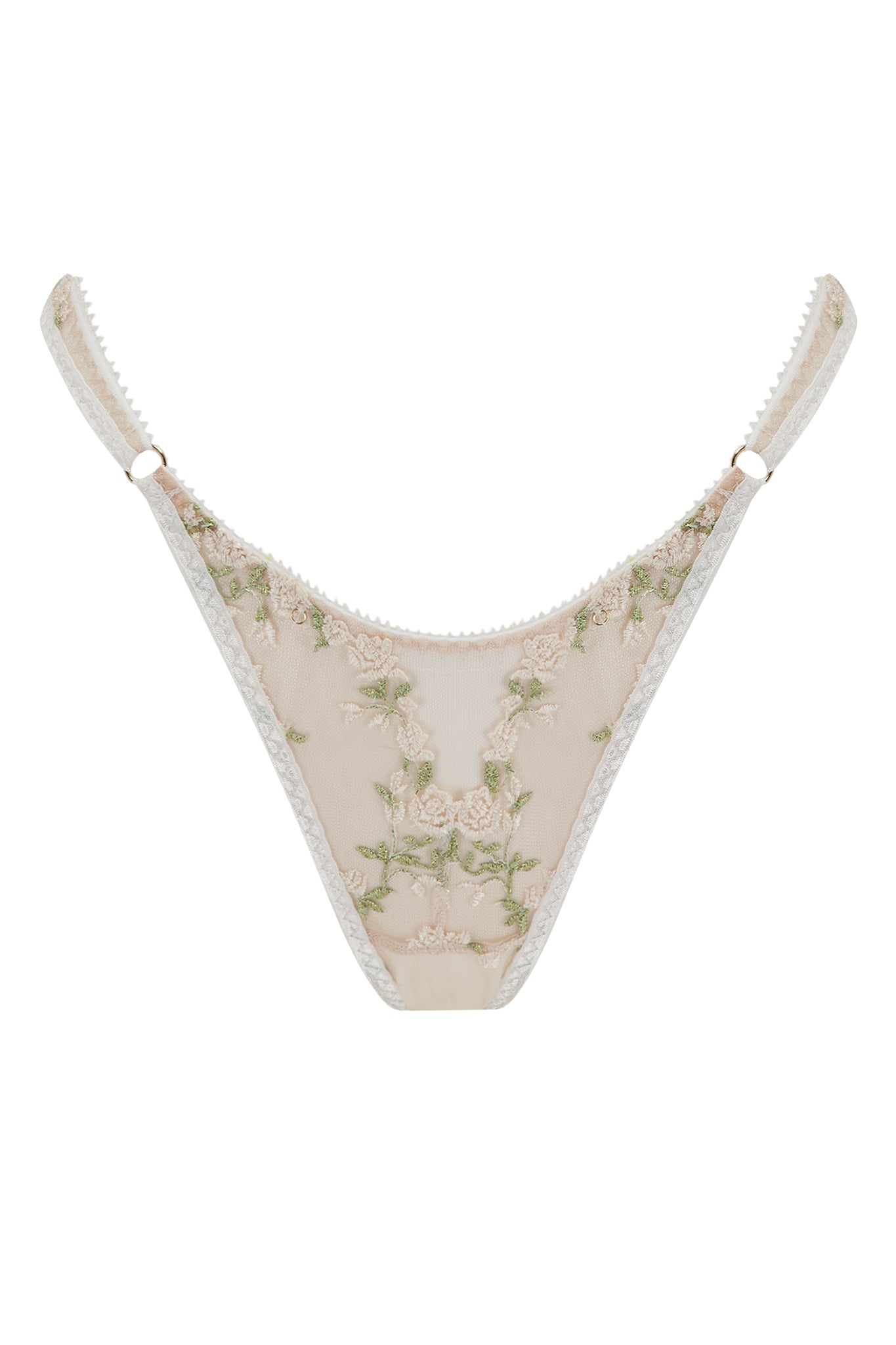 Ivory and Gold Fleurs Thong