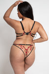 Charlotte Brief Red Rose Lingerie Embroidery Set Back Peek a Boo Cut Out
