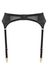 back view of garter belt Edge o’ Beyond combine black, pure silk and Chantilly Leavers lace to create the Karis suspender belt. Suspenders are the ultimate luxury lingerie item! Wear with the full women’s underwear set. 
