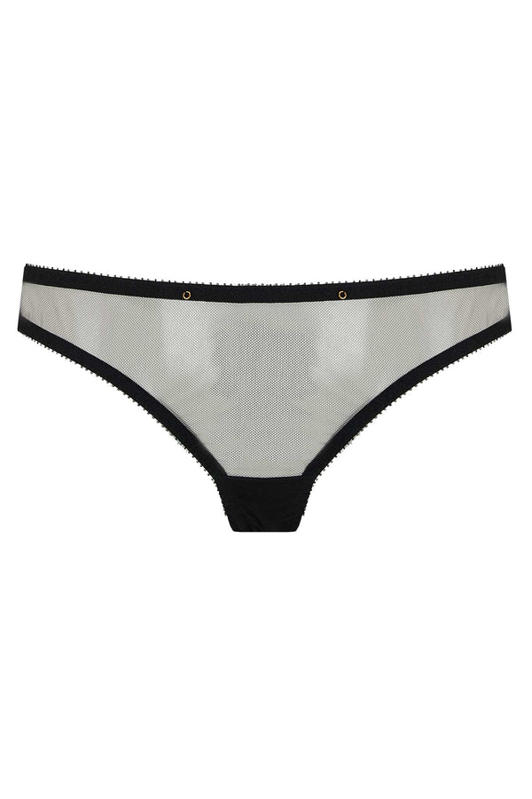 Edge o’ Beyond lingerie sheer Marinette brief is the perfect blank canvas underwear set for our gold jewellery. 