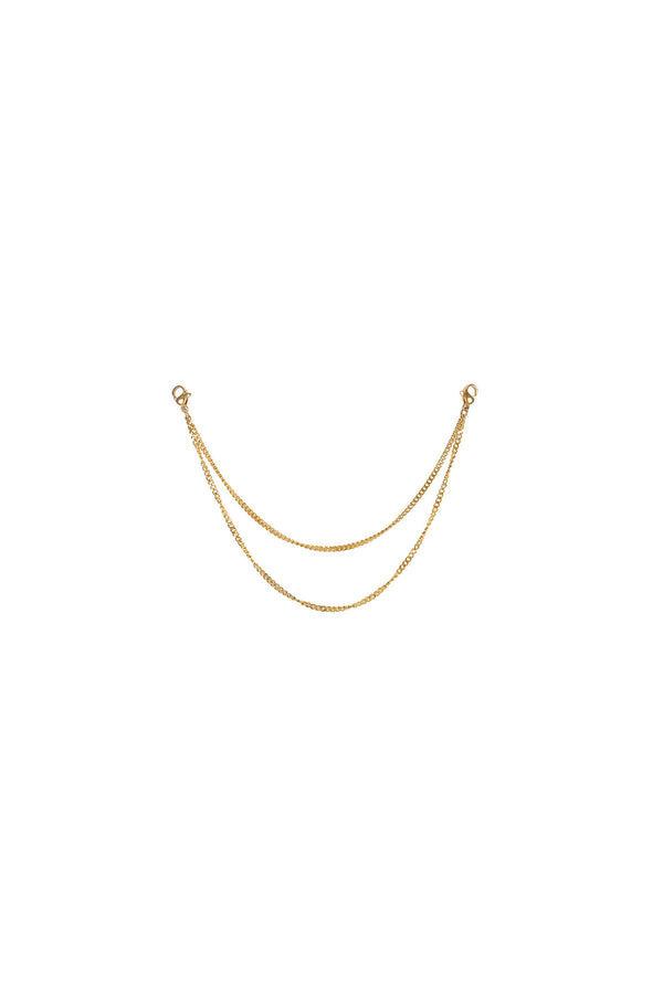 Edge o’ Beyond double 18 carat gold jewellery chains designed to attach to your EOB suspenders, brief or thong. The perfect women’s underwear addition.