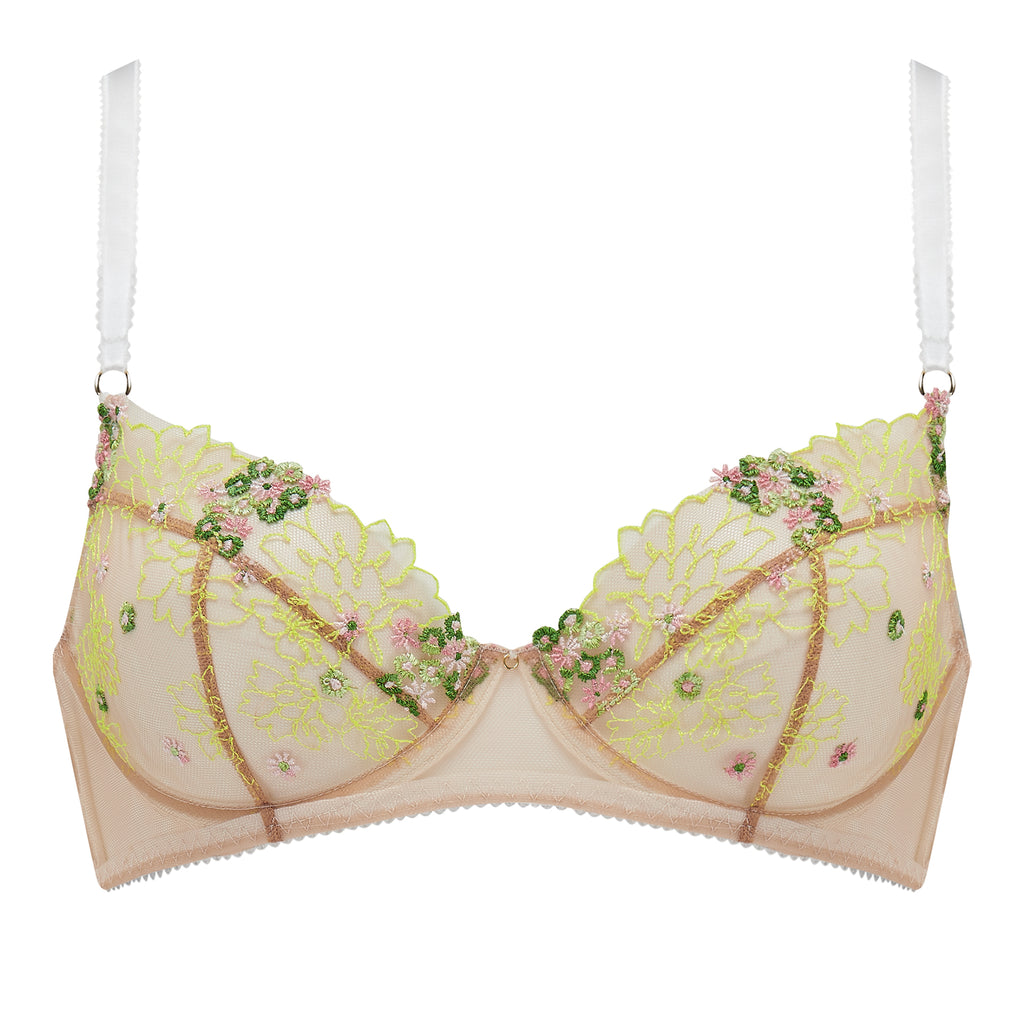 Jaz Bra | Yellow Embroidered Luxury Floral Embroidery | Designer ...