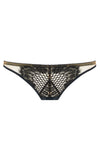 Designed with dramatic cut outs, satin bound edges and a fishnet style scalloped lace, the Kathryn thong plays with positive and negative space to create high drama lingerie