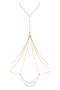 Adorn your form with the beautiful body chain of Leo. Gold chains drape delicately down your torso. The Samuel waist chain provides a delicate end point to this body jewellery option.